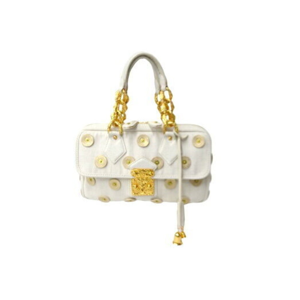 Louis Vuitton Handbag Polka Dots Panama Tinkerbell Canvas Ivory White
